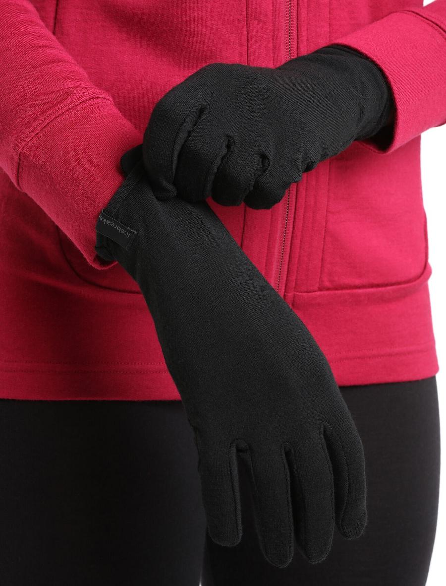 Rękawiczki Icebreaker Unisex Merino 260 Tech Glove Liners Męskie Czarne | PL 1888DFMN